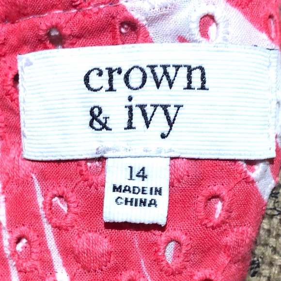 Crown & Ivy Coral & Blue Sea Shell Print Shift Dress. Size 14 - Picture 7 of 9